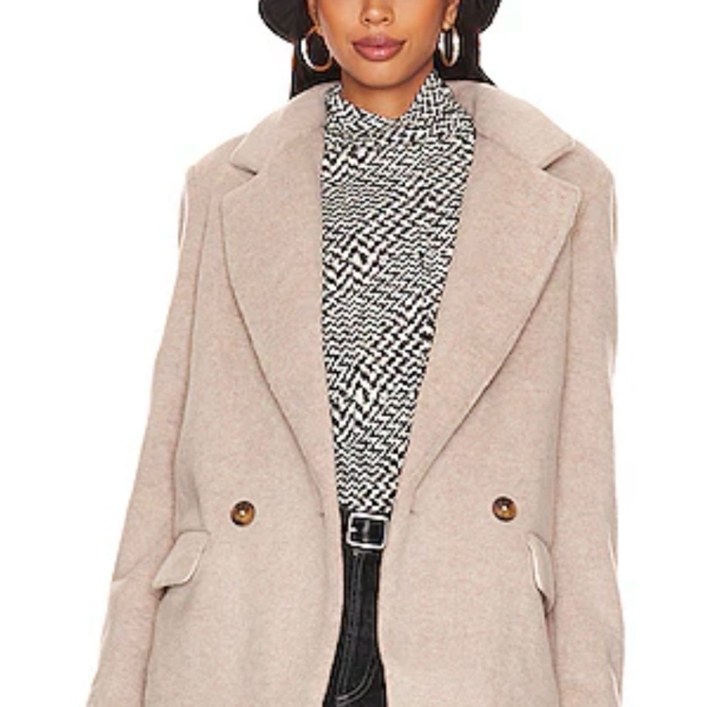 Free People Tan Double-Breasted Blazer Excellent Condition Extra Warm